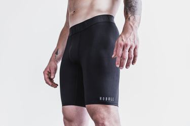 Nobull Compression 9" Plush Heather Men's Shorts Black | Australia (JE4530)